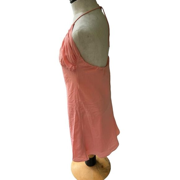 Abercrombie & Fitch Halter Ruched Mini Dress Chiffon Sundress Coral NWT M - Picture 3 of 5